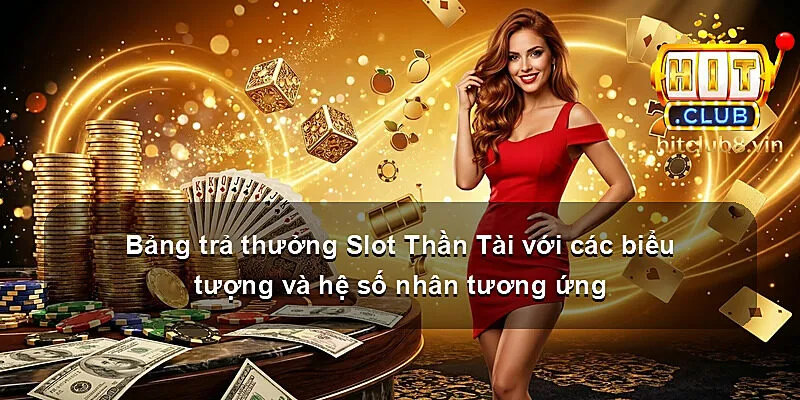 Bảng trả thưởng Slot Thần Tài với các biểu tượng và hệ số nhân tương ứng